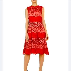 Ted Baker block lace dress red 1